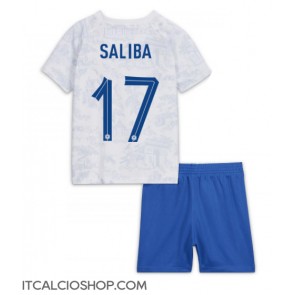 Francia William Saliba #17 Seconda Maglia Bambino Mondiali 2022 Manica Corta (+ Pantaloni corti)